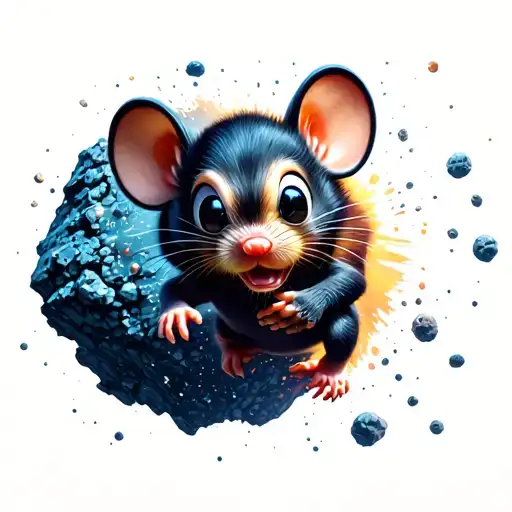 mighty mouse flying off an asteroid tattoo design idea