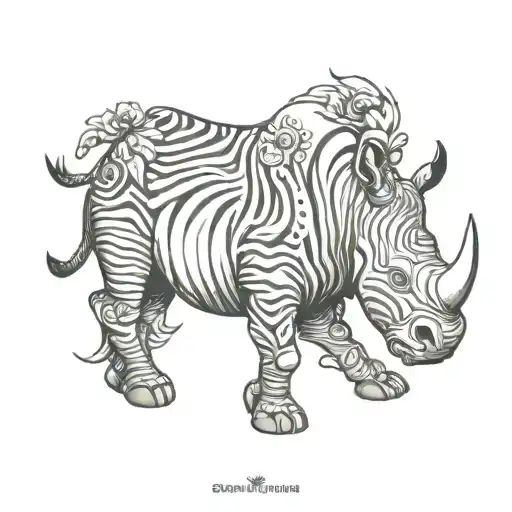 white rhinoceros, white tiger, sloth, ram, dolphin, unicorn tattoo design idea