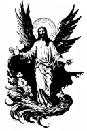 Christ going to heaven opening tattoo design idea