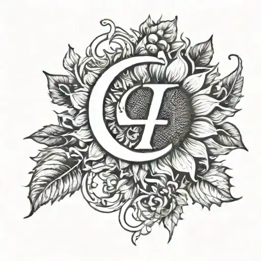 Sunflowers and Horseshoes with the Initials "A", "D", "B", "S" tattoo design idea