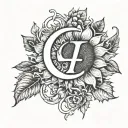 Sunflowers and Horseshoes with the Initials "A", "D", "B", "S" tattoo design idea