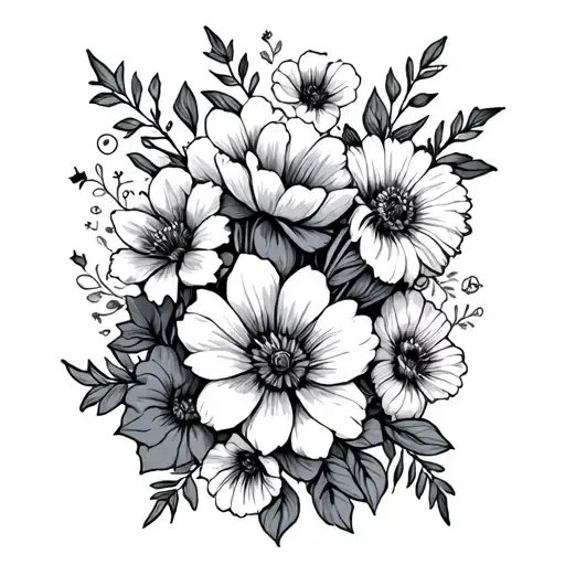 Flowers and Disney Series cuff tattoo design idea