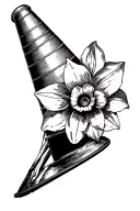 traffic cone with daffodil tattoo design idea