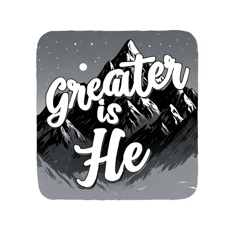 "greater is He" Mountain Outline tattoo design idea