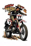 dirt bike number plate that says John Wayne 77 tattoo design idea