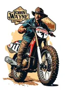 dirt bike number plate that says John Wayne 77 tattoo design idea