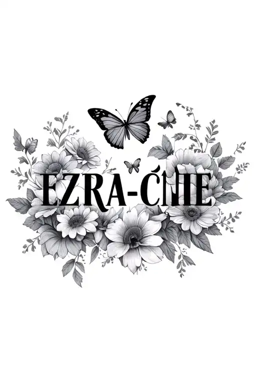 "EZRA-CHÉ" "EZRA-CHÉ" butterfly's  and flowers  tattoo design idea