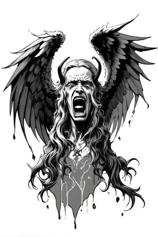 lucifer fallen angel crying tattoo design idea