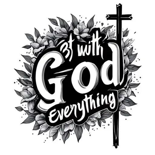 "But with God everything" cross tattoo tattoo design idea