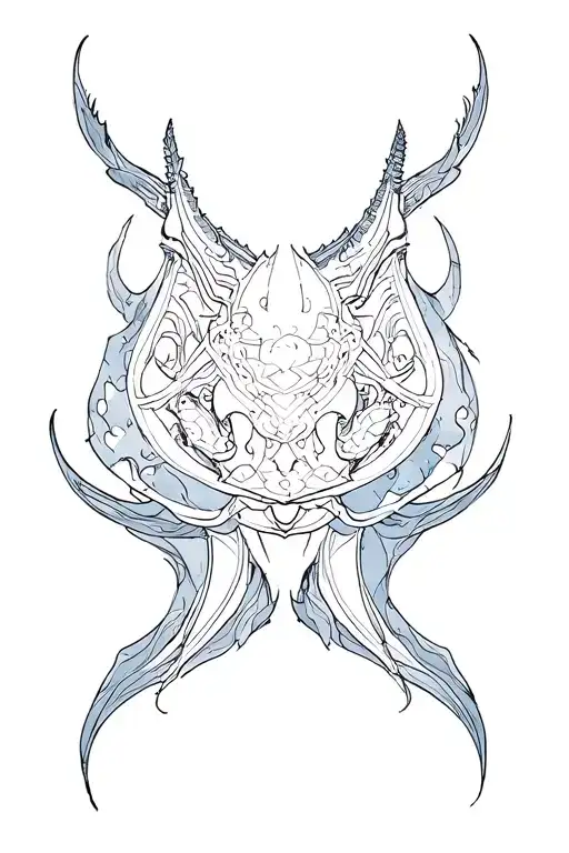 Mantarraya and suminagashi symmetrical shape tattoo design idea