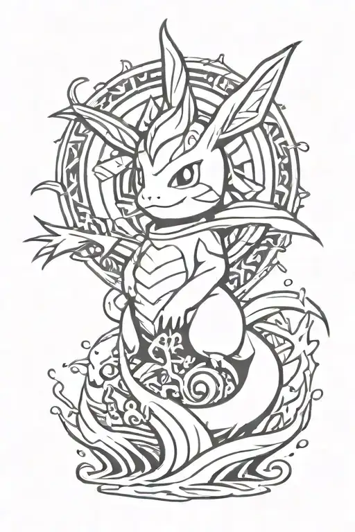 Water Pokémon with a norse mythology inspired tattoo tattoo design idea