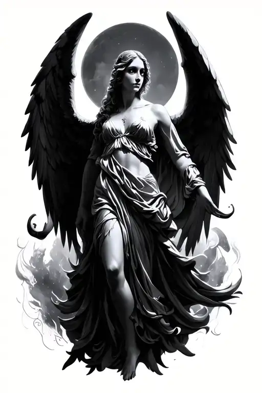 angel with wings tattoo design idea