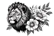 Lion and a flower  tattoo design idea