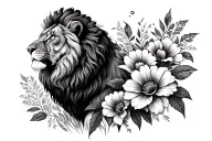 Lion and a flower  tattoo design idea