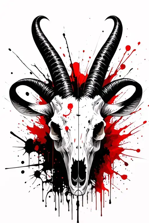 Capricorn goat skull with horns more like tattoo design idea