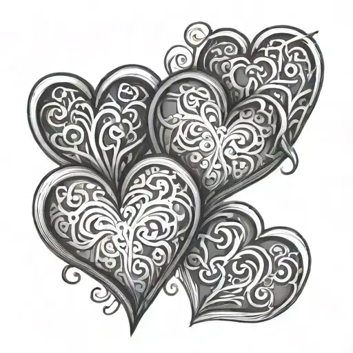 three hearts connected tattoo design idea