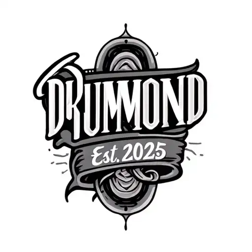 "Drummond Est. 2025" Last Name tattoo design idea