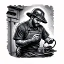 Electrician with lighting tattoo design idea