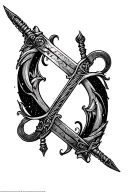 2 swords crossed tattoo design idea