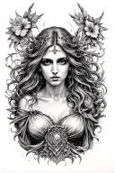 goddess Lilith surrounded tattoo design idea