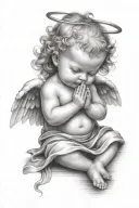 praying baby angel tattoo design idea