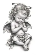 praying baby angel tattoo design idea