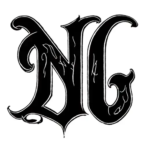 The letters NDG in an oldschool gothic type tattoo font tattoo design idea