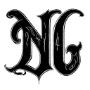 The letters NDG in an oldschool gothic type tattoo font tattoo design idea