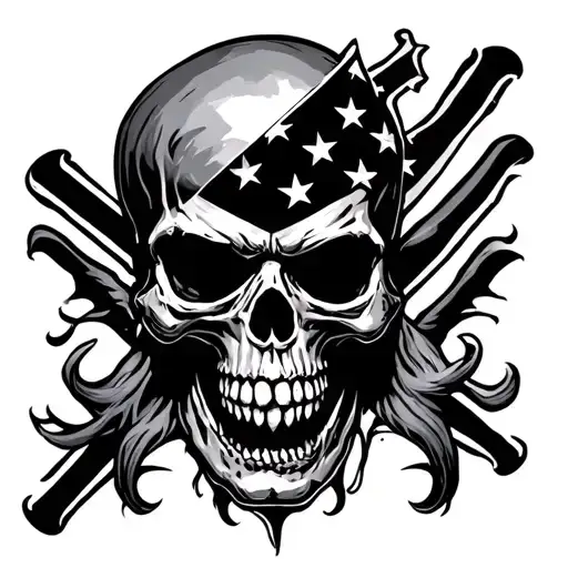 skull with rebel flag morphing demons they know tattoo design idea