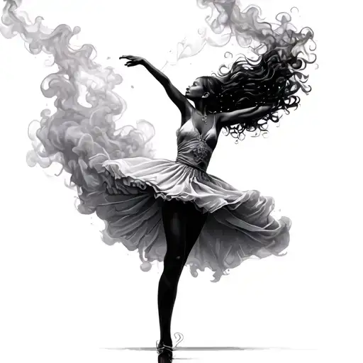 smoke that turns into a girl dancing tattoo design idea