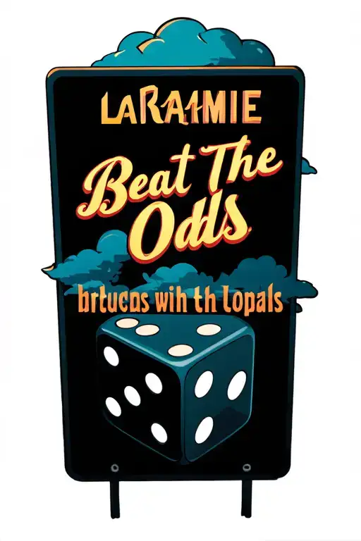 Street sign with Laramie with clouds behind it and beat the odds with dice  tattoo design idea
