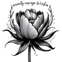 tulip flower with serenity courage wisdom written inside surrounded tattoo design idea