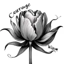 tulip flower with serenity courage wisdom written inside surrounded tattoo design idea
