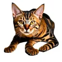 full length playful bengal cat tattoo design idea