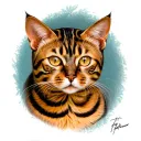 full length playful bengal cat tattoo design idea