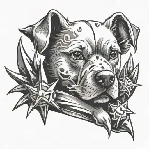 Dog Paw and spikes crossed over each tattoo design idea