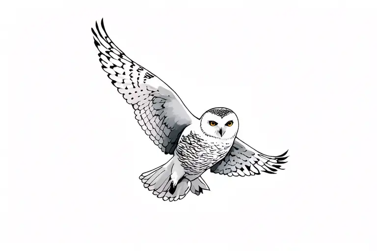 snowy owl flying across tattoo design idea