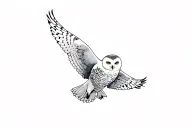 snowy owl flying across tattoo design idea