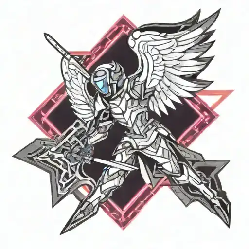 gabriel archangel slaying satin tattoo design idea