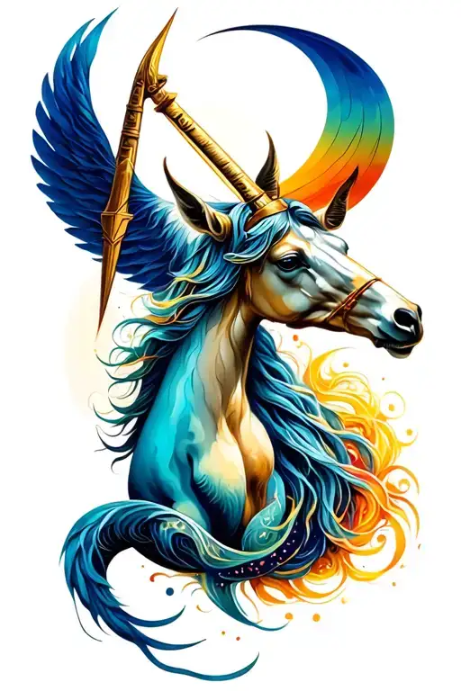 sagittarius and aquarius tattoo combination  tattoo design idea