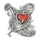 j word initial with heart on ring finger tattoo design idea