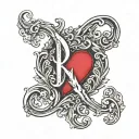 j word initial with heart on ring finger tattoo design idea