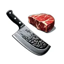 Butcher knife with meat tattoo design idea