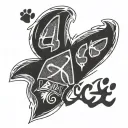The name “ace” written across with only a paw print but the paw is heart shaped tattoo design idea