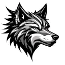 "M V" tribal wolf head tattoo design idea