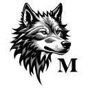 "M V" tribal wolf head tattoo design idea