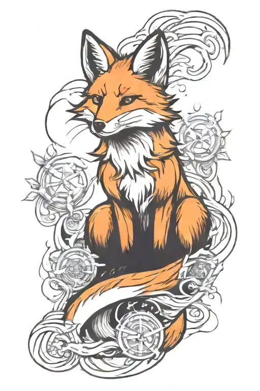 fox and lightning tattoo design idea