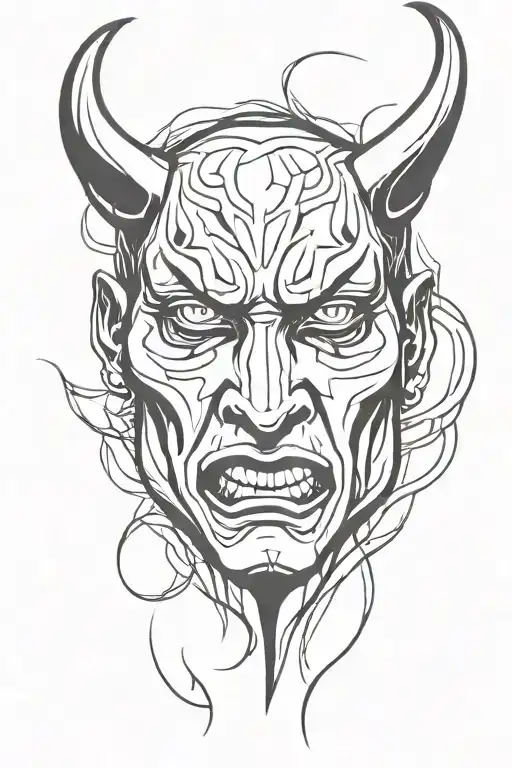 devil face tattoo design idea