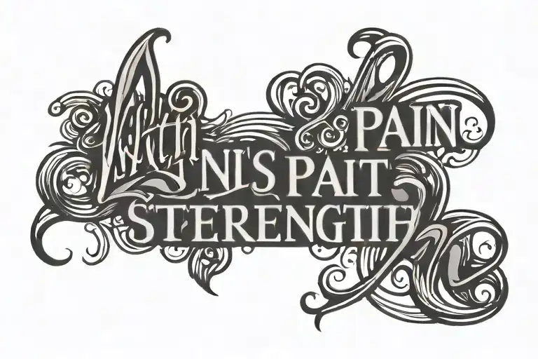 "with pain comes strength" small font with small breast cancer sign tattoo design idea