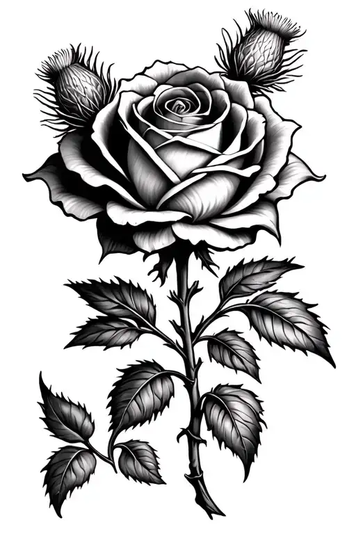 Rose, mandala, Thistle tattoo tattoo design idea